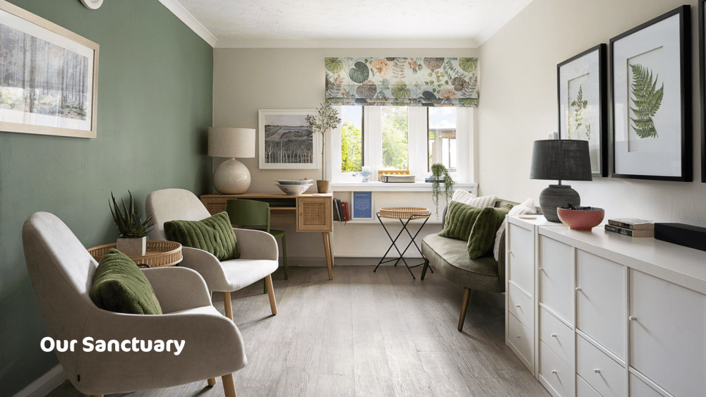 Calm space with soft seating
